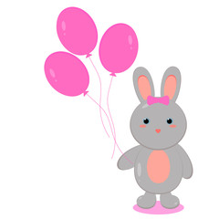 This is cute cartoon rabbit on white background. Vector illustration in flat style. Easter bunny. 