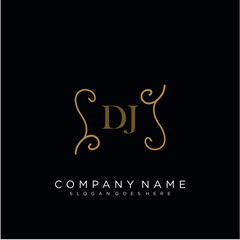 Initial letter DJ logo luxury vector mark, gold color elegant classical