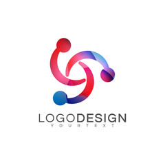 Technology gradient logo vector design color full