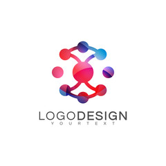 Technology gradient logo vector design color full