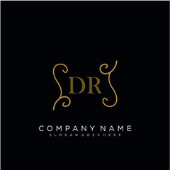 Initial letter DR logo luxury vector mark, gold color elegant classical