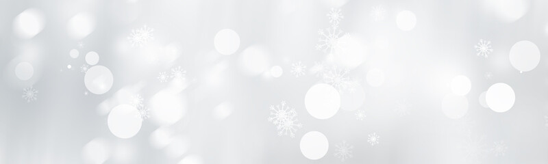white and gray Christmas light with snowflake bokeh background, Winter backdrop wallpaper.