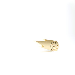 Gold Comet falling down fast icon isolated on white background. 3d illustration 3D render © vector_v