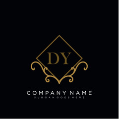 Initial letter DY logo luxury vector mark, gold color elegant classical