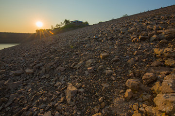 golden sunlight on the  rock