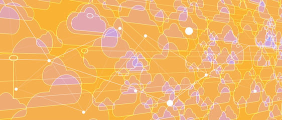 Cloud technology. Integrated digital web concept background