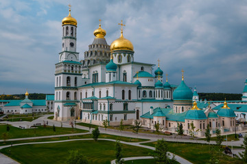 Fototapeta na wymiar NEW JERUSALEM, ISTRA, RUSSIA - SEPTEMBER 4, 2019: Gate Church of the Lord's Entrance into Jerusalem. Resurrection New Jerusalem Stauropegial Monastery. The city of Istra. Moscow region
