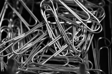 many paper clips close up