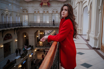 MOSCOW - MARCH 2017: young woman portrait inside Gum Department Store in Moscow.