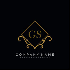  Initial letter GS logo luxury vector mark, gold color elegant classical 