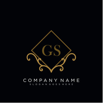  Initial letter GS logo luxury vector mark, gold color elegant classical 