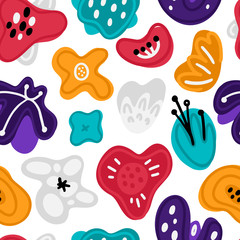Vector seamless pattern. Abstract hand drawn flowers. Color stains and spots. Floral composition. Freehand style. Artistic design for wallpaper, textiles, wrapping, card, print on clothes, packaging
