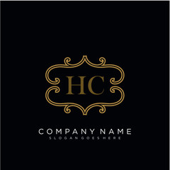  Initial letter HC logo luxury vector mark, gold color elegant classical 