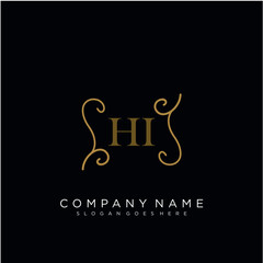  Initial letter HI logo luxury vector mark, gold color elegant classical 