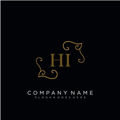  Initial letter HI logo luxury vector mark, gold color elegant classical 