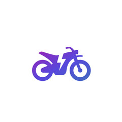 Electric bike, motorcycle icon on white, vector