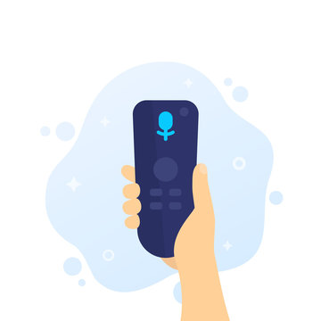 Tv Remote Control With Voice Recognition, Rc In Hand, Vector