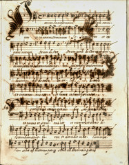 Foto di antico manoscritto musicale di ignoto, ca. 1700.