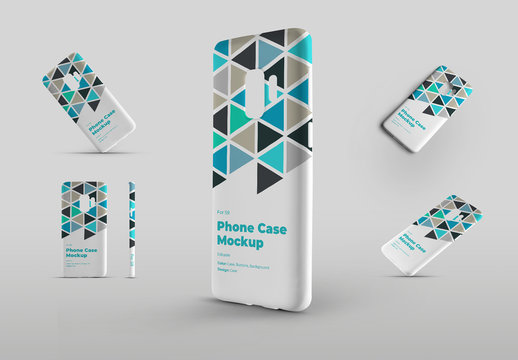 5 Smartphone Phone Case Mockup Set Front View