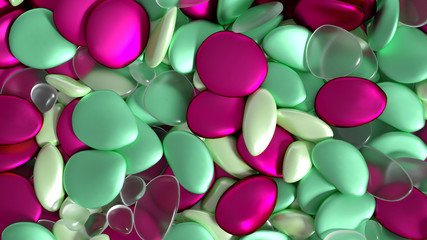 Beautiful background with beads, particles and simulation. 3d illustration, 3d rendering.