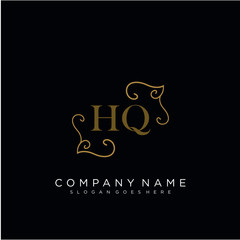  Initial letter HQ logo luxury vector mark, gold color elegant classical 