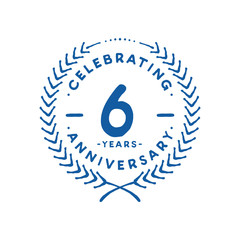 6 years design template. 6th logo. Vector and illustration.