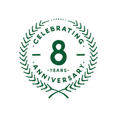 8 years design template. 8th logo. Vector and illustration.