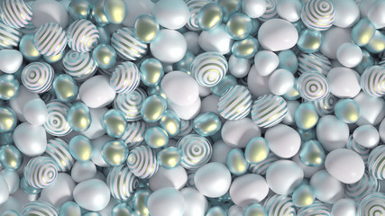 Beautiful background with beads, particles and simulation. 3d illustration, 3d rendering.