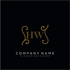  Initial letter HW logo luxury vector mark, gold color elegant classical 