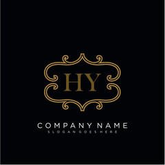  Initial letter HY logo luxury vector mark, gold color elegant classical 