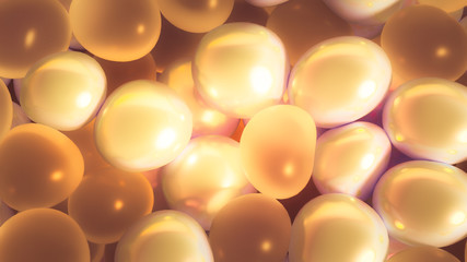 Beautiful background with beads, particles and simulation. 3d illustration, 3d rendering.