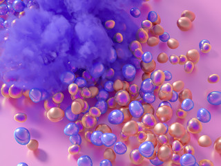 Beautiful background with beads, particles and simulation. 3d illustration, 3d rendering.