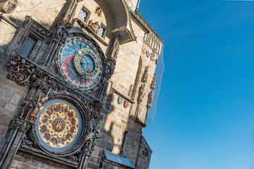 Astronomical Clock and tower in Prague, Czech Republic. Prague’s Astronomical Clock at Old Town City Hall from year 1410. It is the oldest clock of this type still working.