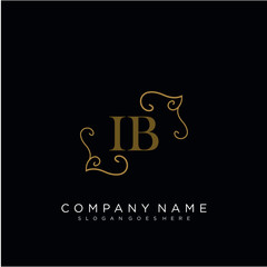 Fototapeta na wymiar Initial letter IB logo luxury vector mark, gold color elegant classical
