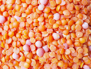 Photography of red lentil seeds pattern for food background
