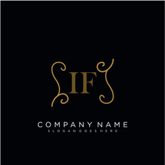 Initial letter IF logo luxury vector mark, gold color elegant classical
