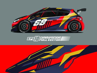 Car wrap design vector. Graphic abstract stripe racing background kit designs for wrap vehicle, race car, rally, adventure and livery. Full vector eps 10