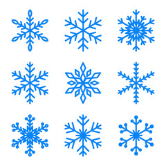 Fototapeta na wymiar Christmas and winter snow flakes set vector, beautiful collection
