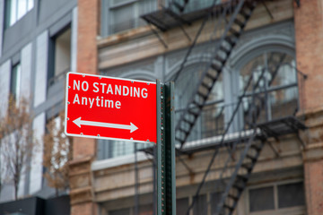No Standing Anytime Street Sign
