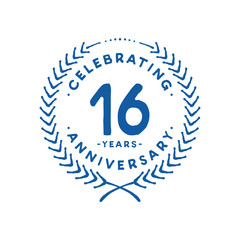 16 years design template. 16th logo. Vector and illustration.