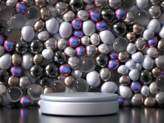 Beautiful background with beads, particles and simulation. 3d illustration, 3d rendering.