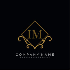 Initial letter IM logo luxury vector mark, gold color elegant classical