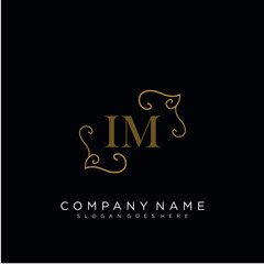 Fototapeta na wymiar Initial letter IM logo luxury vector mark, gold color elegant classical