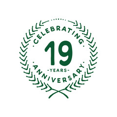 19 years design template. 19th logo. Vector and illustration.