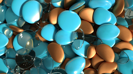 Beautiful background with beads, particles and simulation. 3d illustration, 3d rendering.