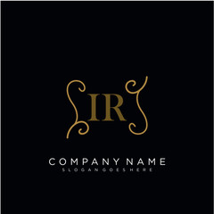 Initial letter IR logo luxury vector mark, gold color elegant classical