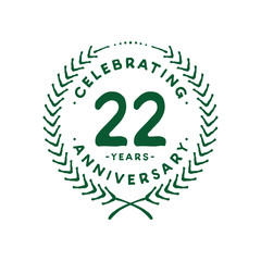 22 years design template. 22nd logo. Vector and illustration.