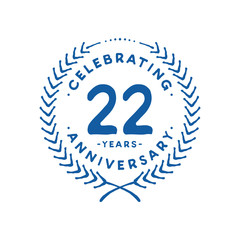 22 years design template. 22nd logo. Vector and illustration.