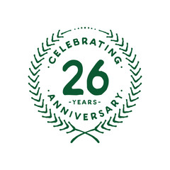 26 years design template. 26th logo. Vector and illustration.
