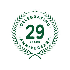 29 years design template. 29th logo. Vector and illustration.